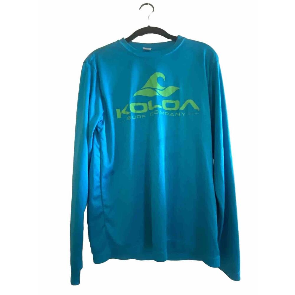 KOLOA surf company Womens Long-Sleeve Rash Guard Swim Shirt Logo Teal Green Sz S